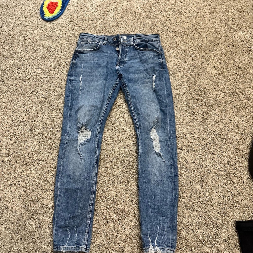 Men's Blue Distressed Jeans